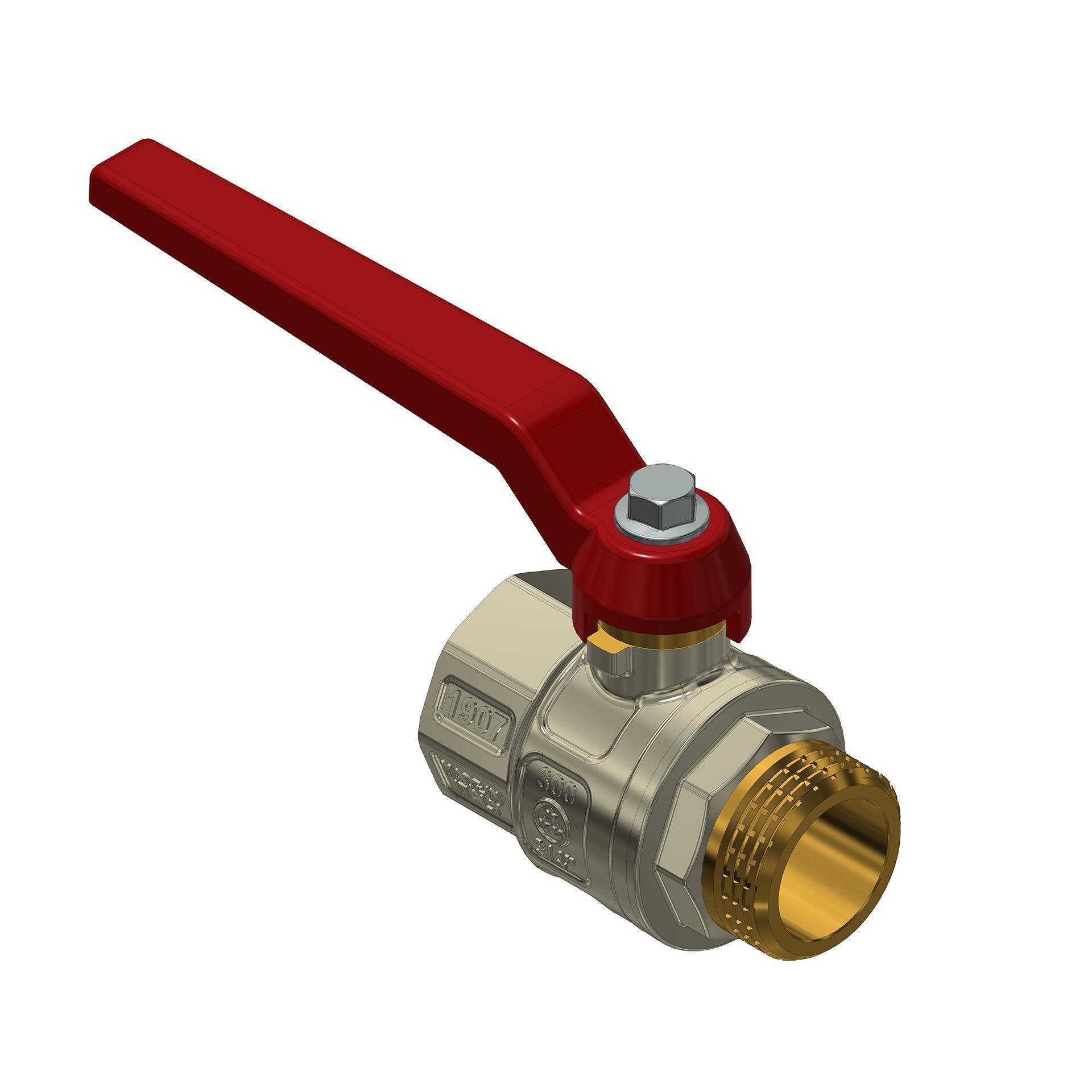 Brass BSPP Male/Female Ball Valve With Red Lever Handle – Sizes 1/4 To 2 Inch